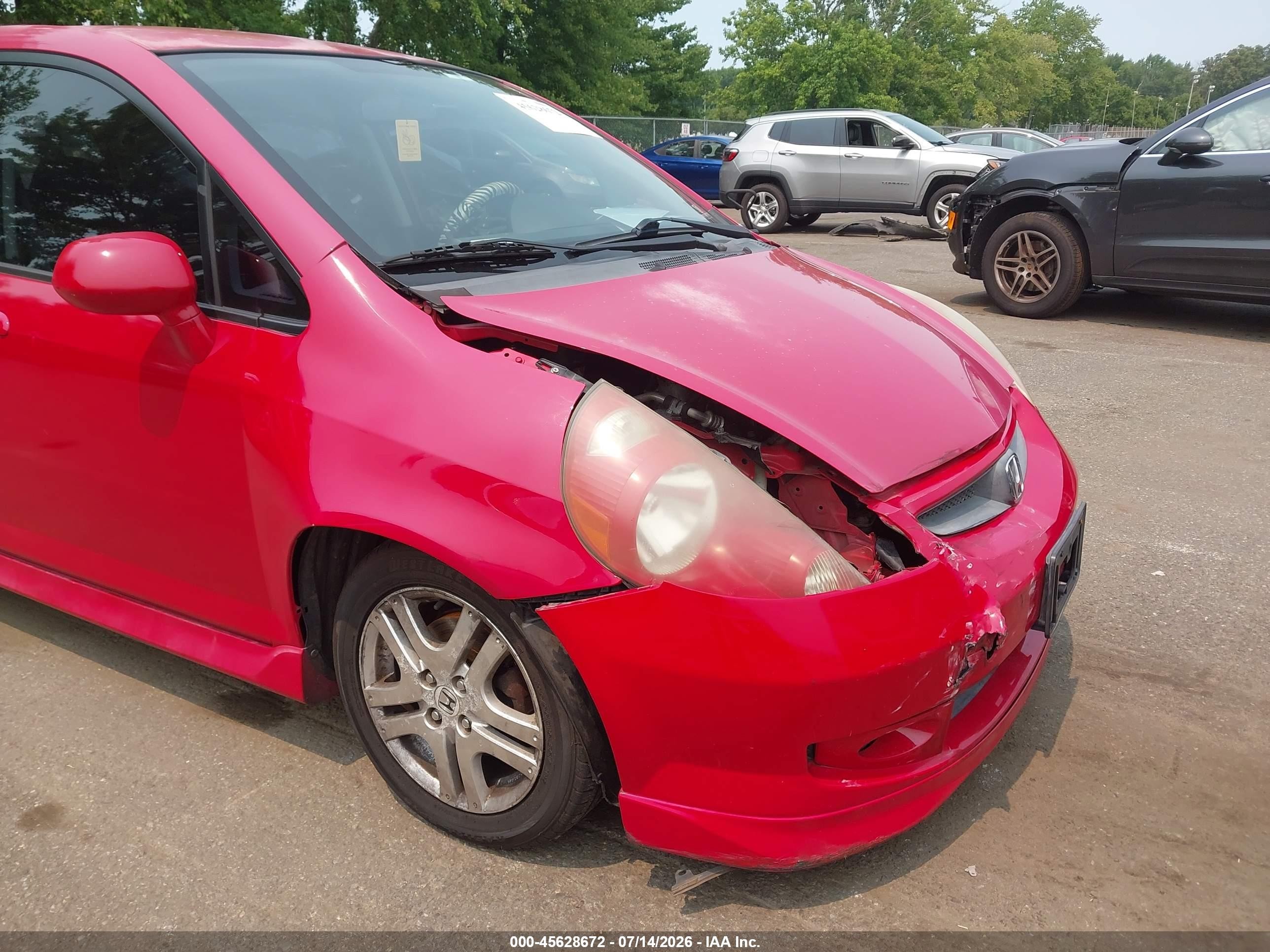 2007 Honda Fit Sport Red vin: JHMGD386X7S024607
