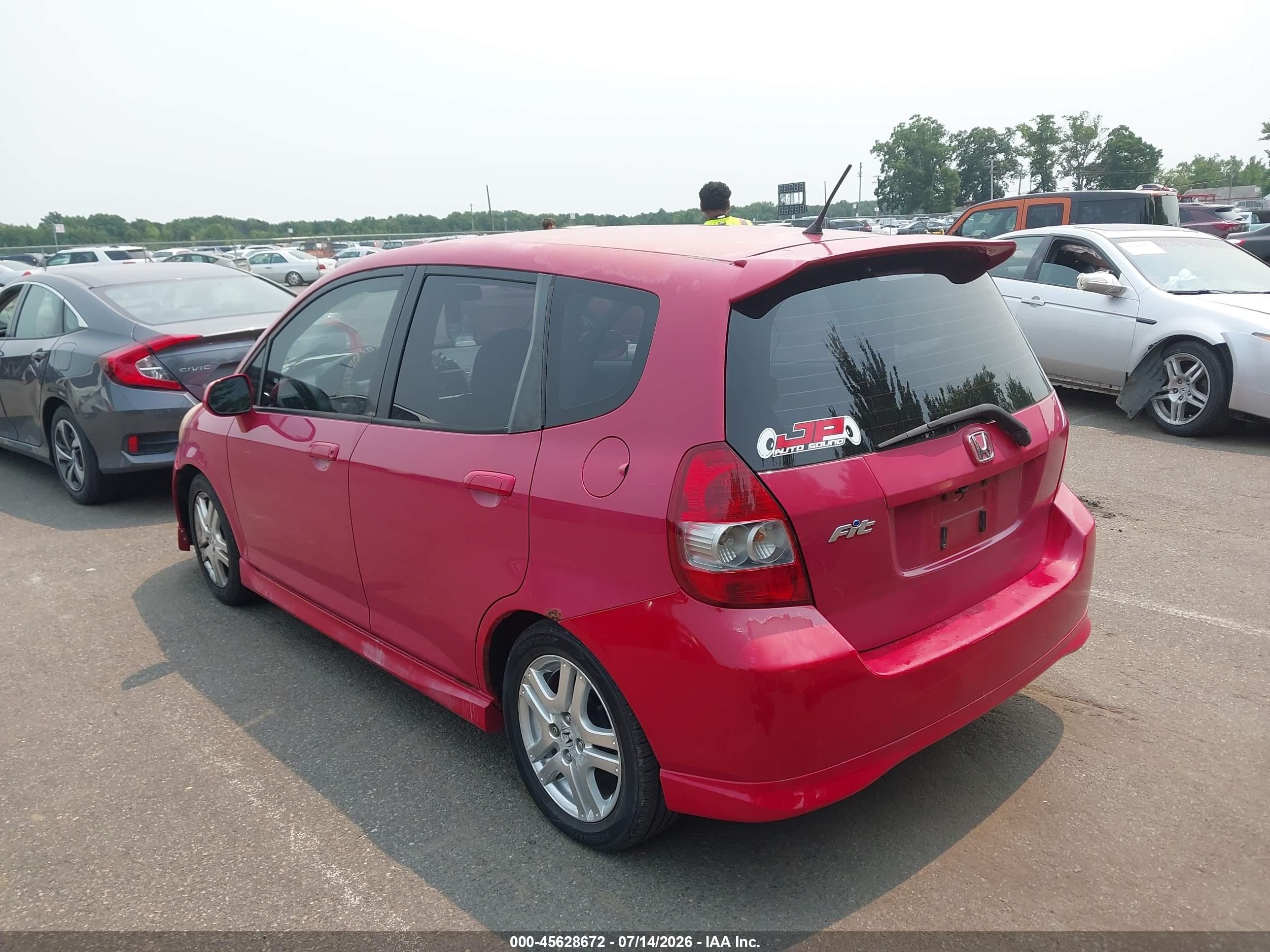2007 Honda Fit Sport Red vin: JHMGD386X7S024607