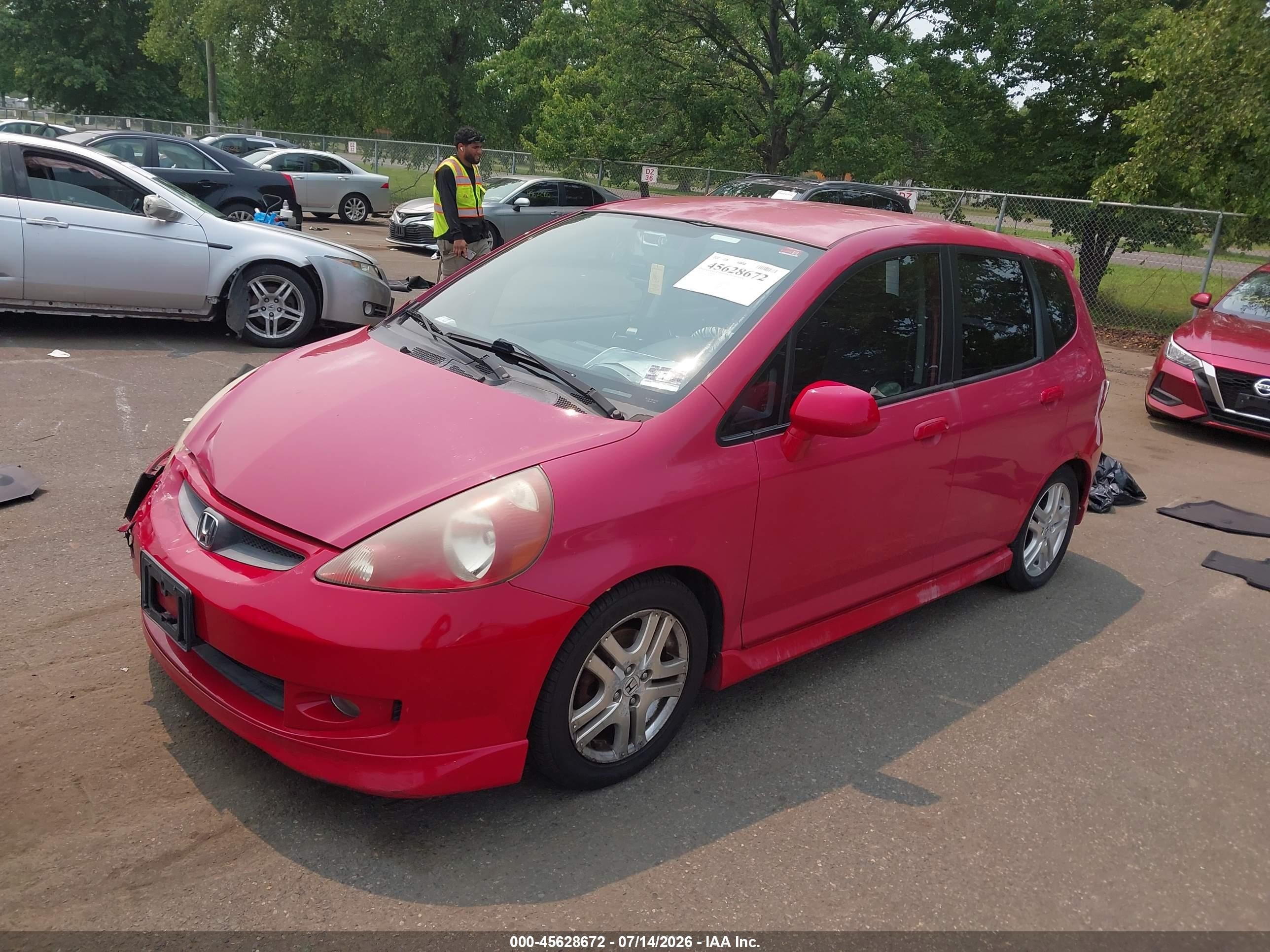 2007 Honda Fit Sport Red vin: JHMGD386X7S024607