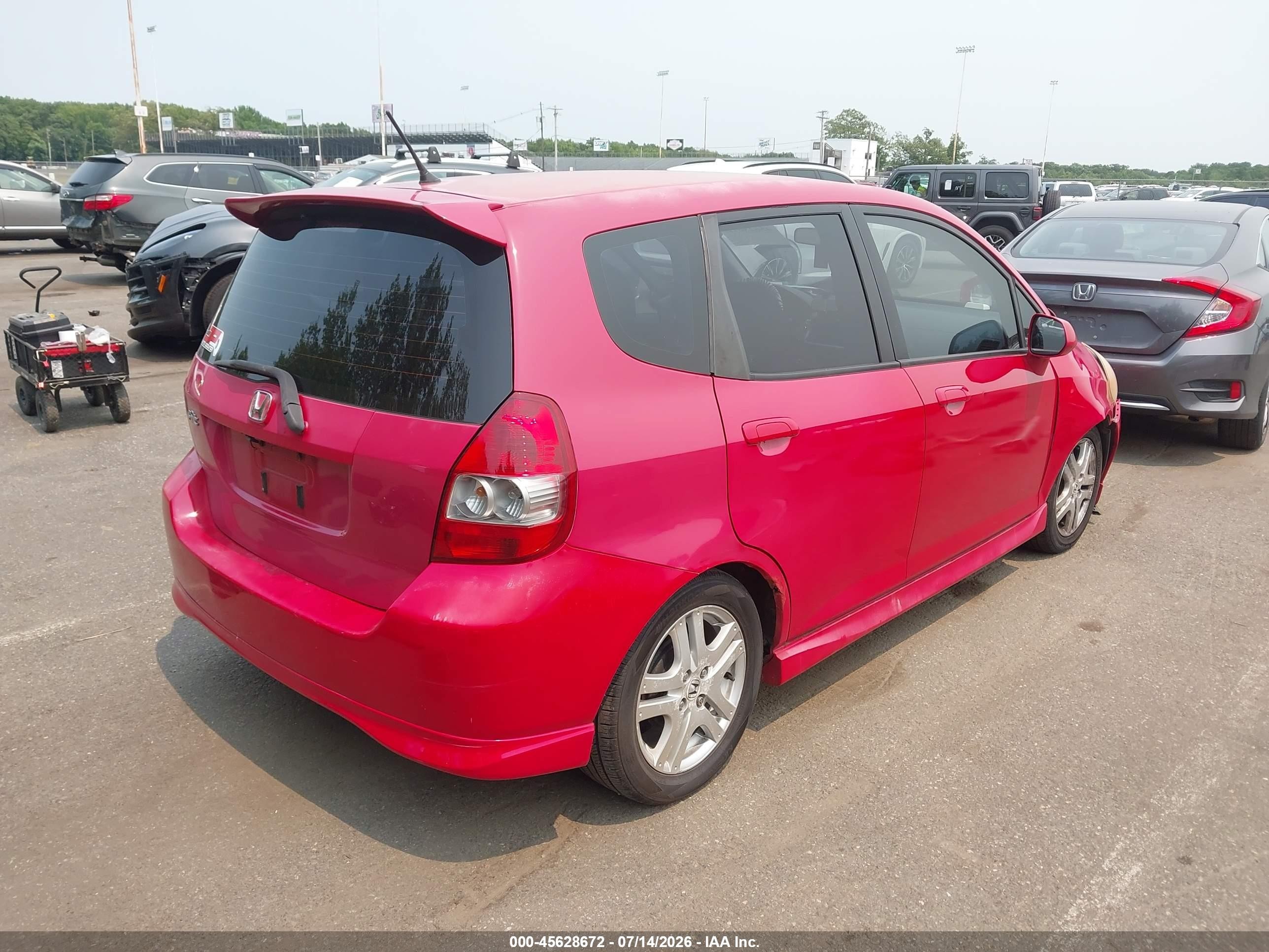 2007 Honda Fit Sport Red vin: JHMGD386X7S024607