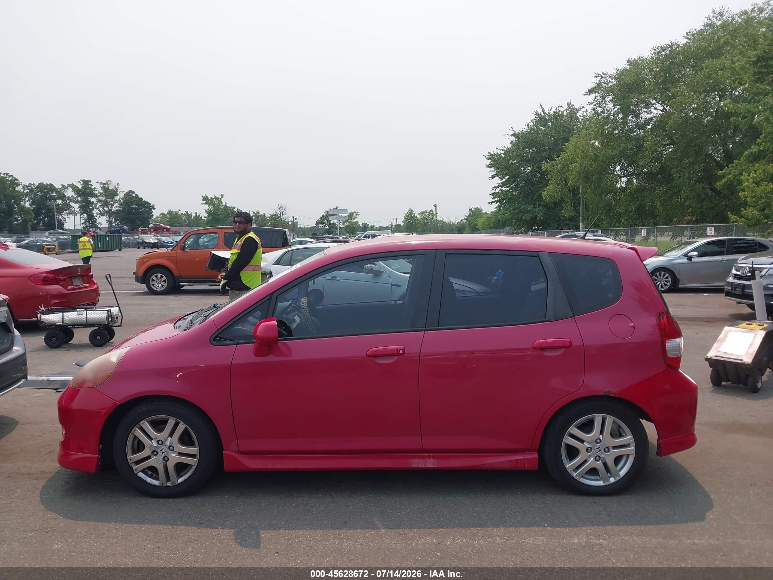 2007 Honda Fit Sport Red vin: JHMGD386X7S024607