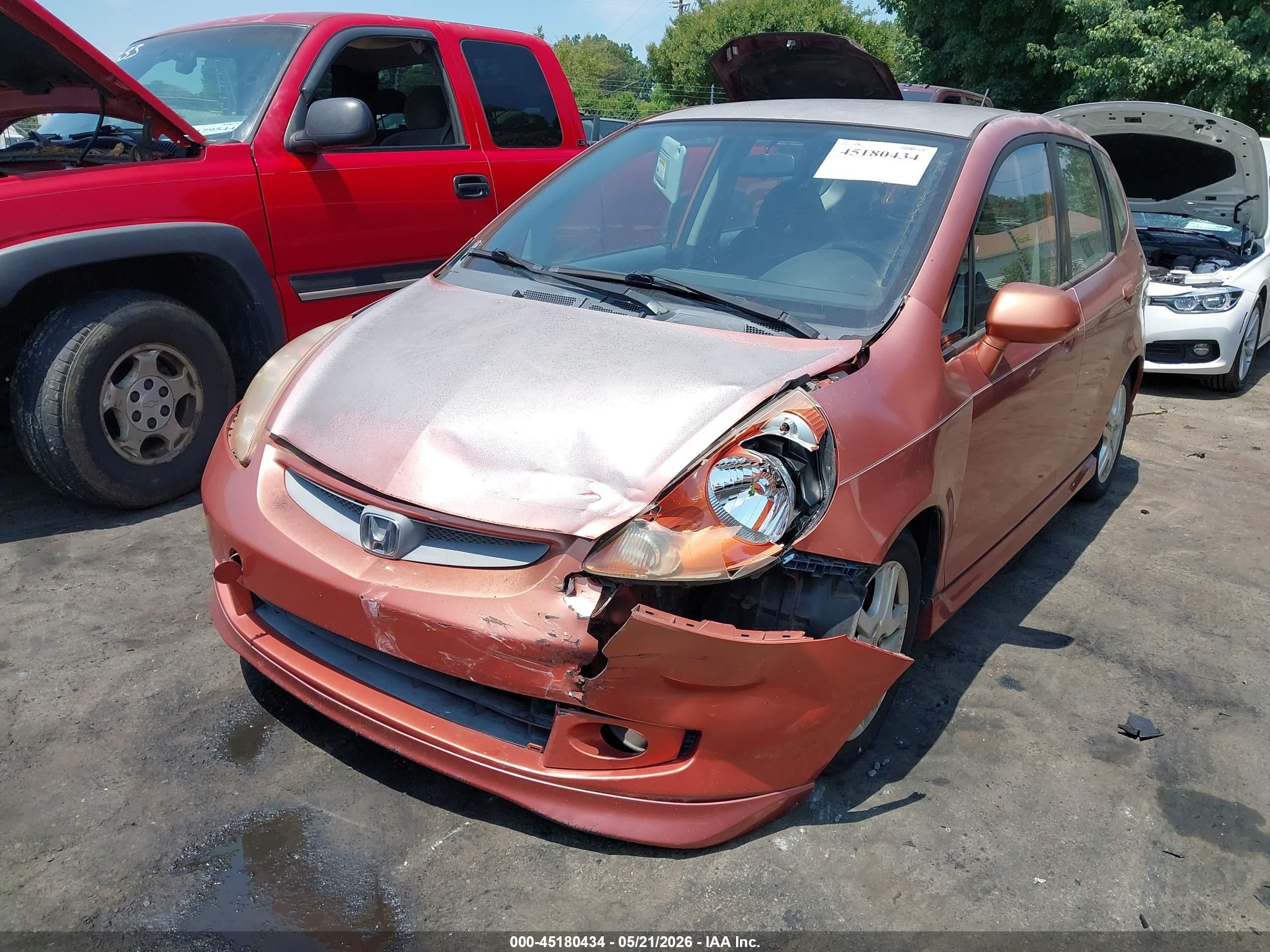2007 Honda Fit Sport Orange vin: JHMGD386X7S025451