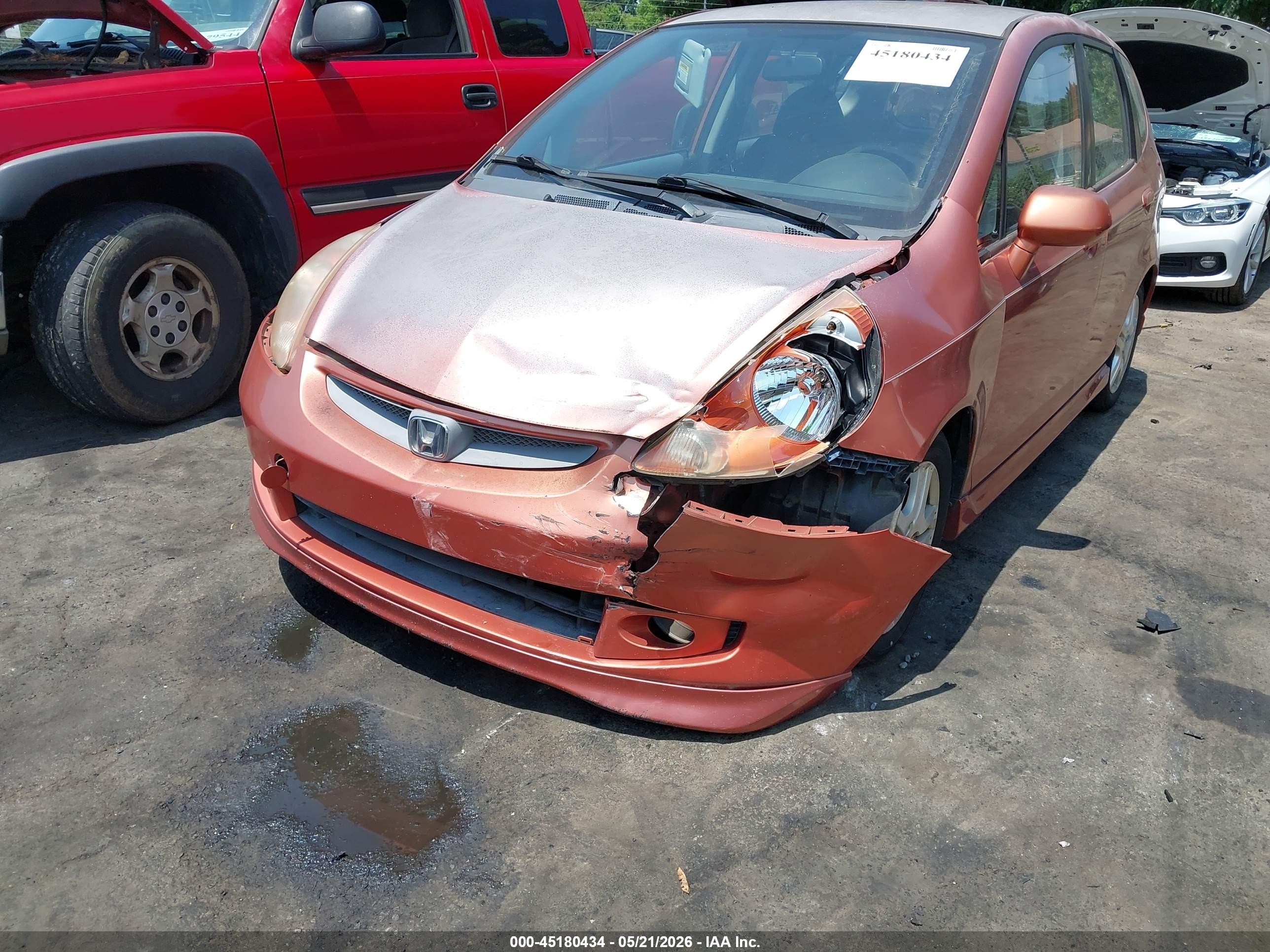 2007 Honda Fit Sport Orange vin: JHMGD386X7S025451