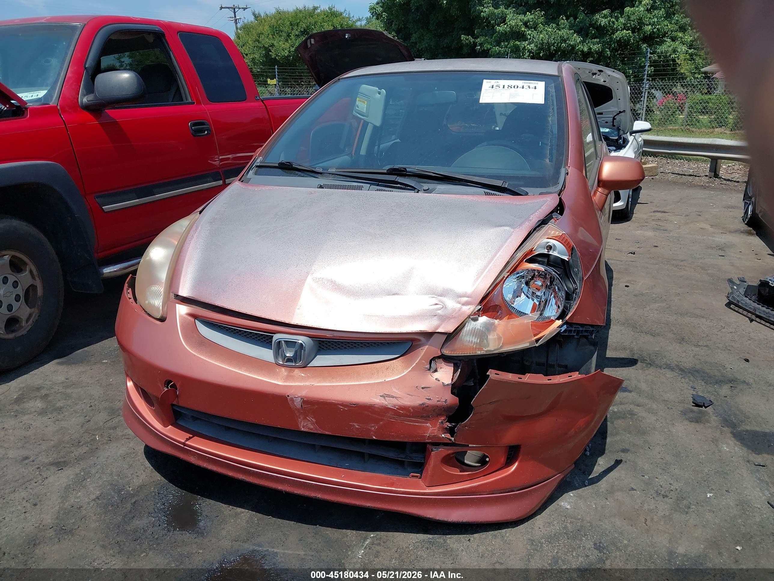 2007 Honda Fit Sport Orange vin: JHMGD386X7S025451
