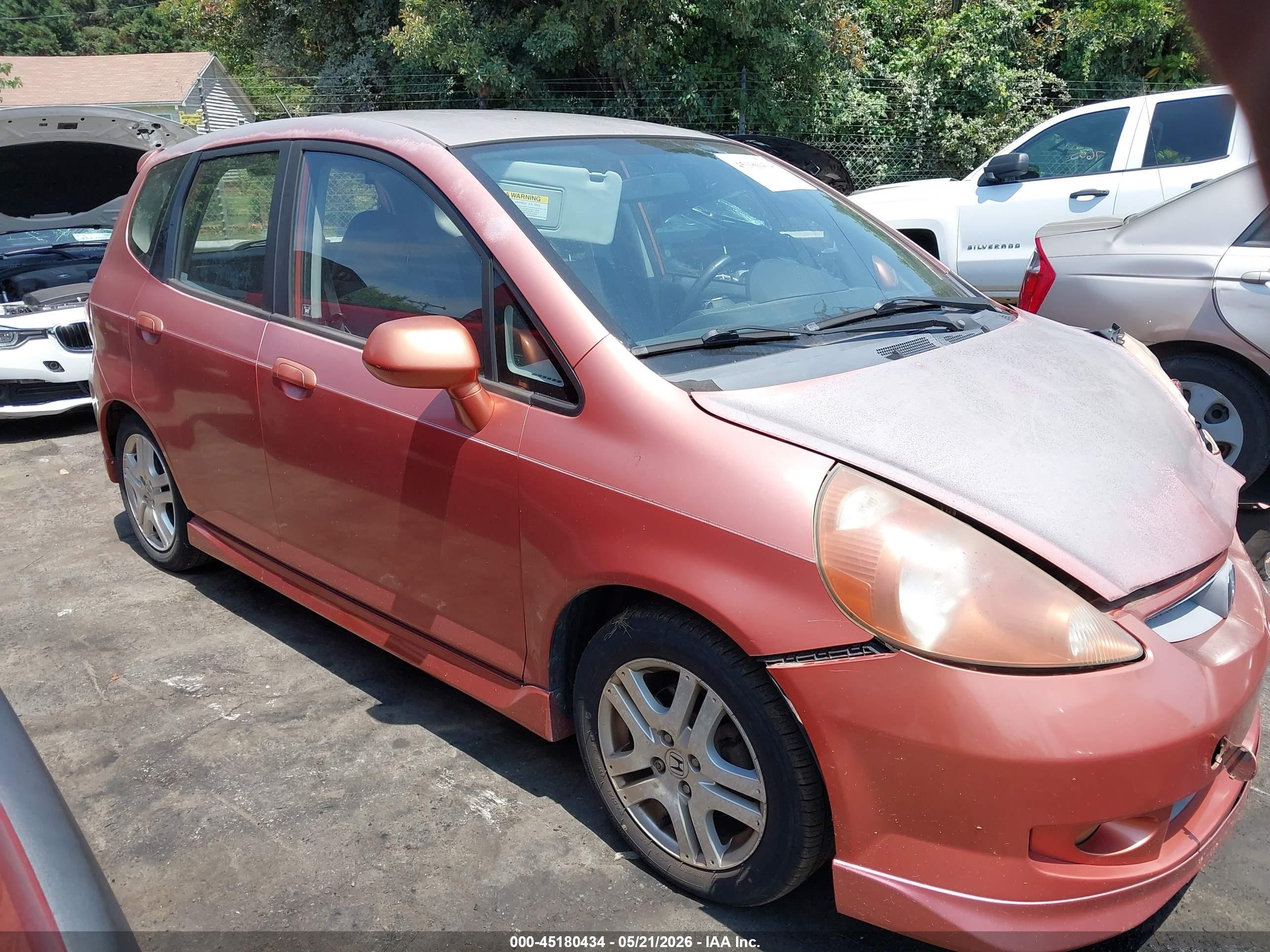 2007 Honda Fit Sport Orange vin: JHMGD386X7S025451