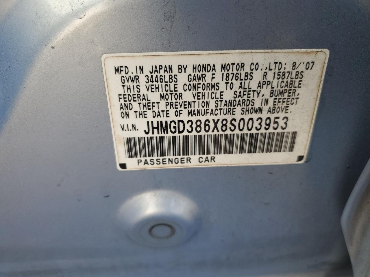 2008 Honda Fit Sport Синий vin: JHMGD386X8S003953