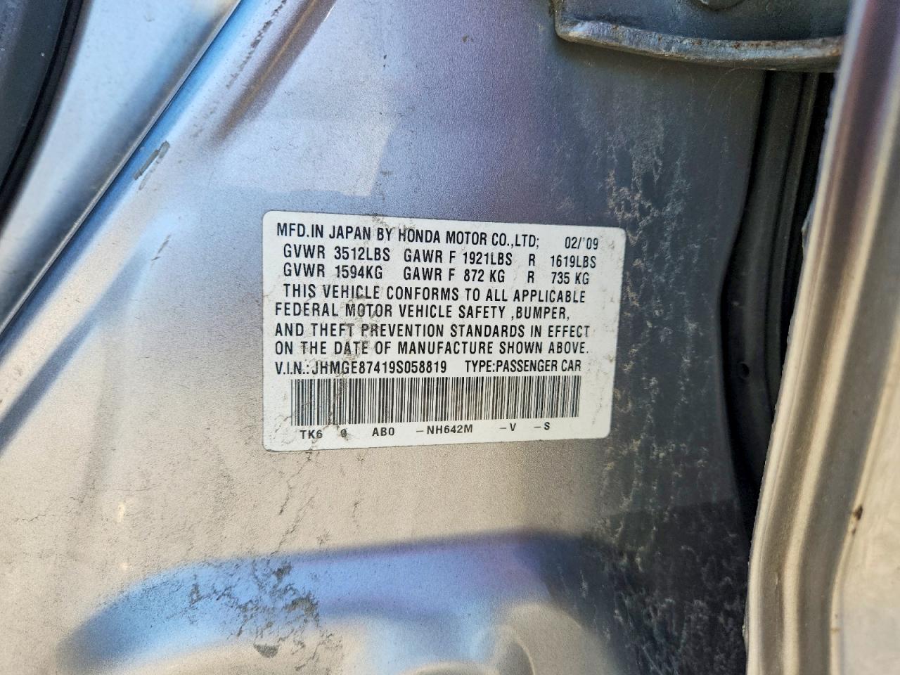 2009 Honda Fit Sport Silver vin: JHMGE87419S058819