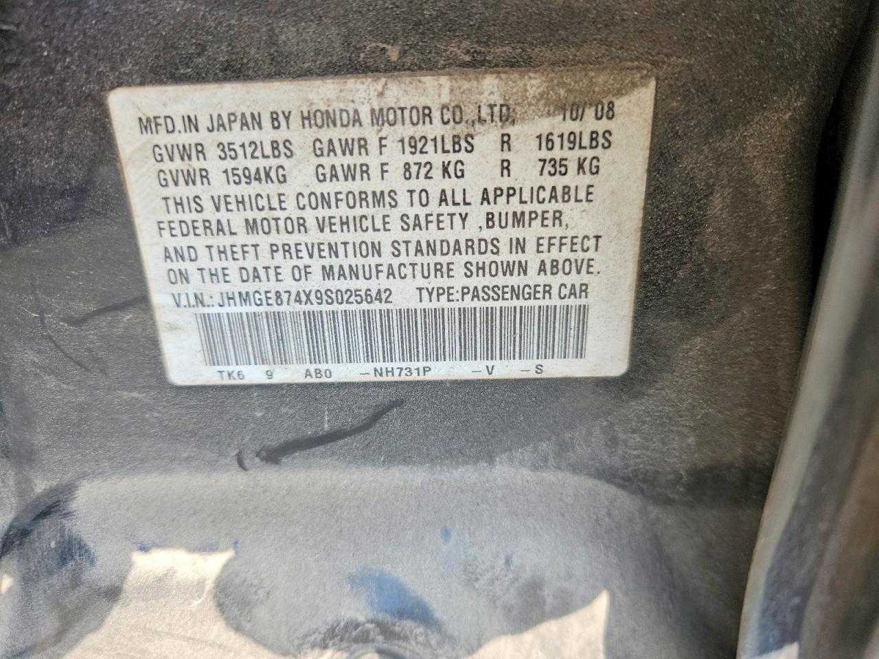 2009 Honda Fit Black vin: JHMGE874X9S025642