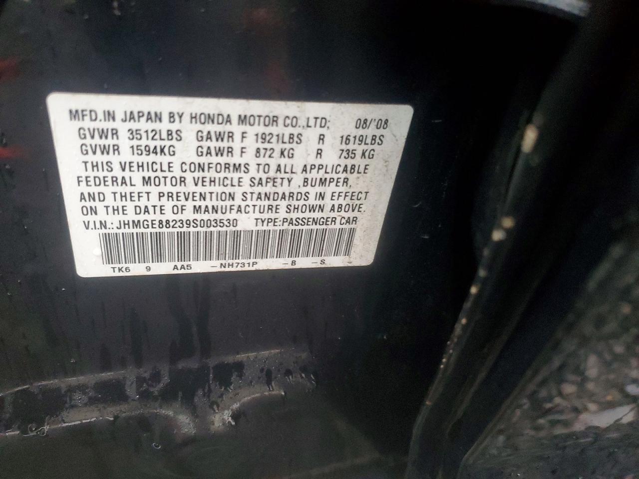 2009 Honda Fit Black vin: JHMGE88239S003530