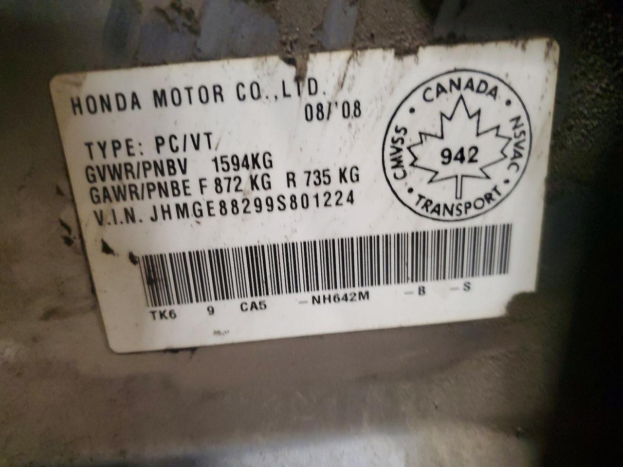 2009 Honda Fit Silver vin: JHMGE88299S801224