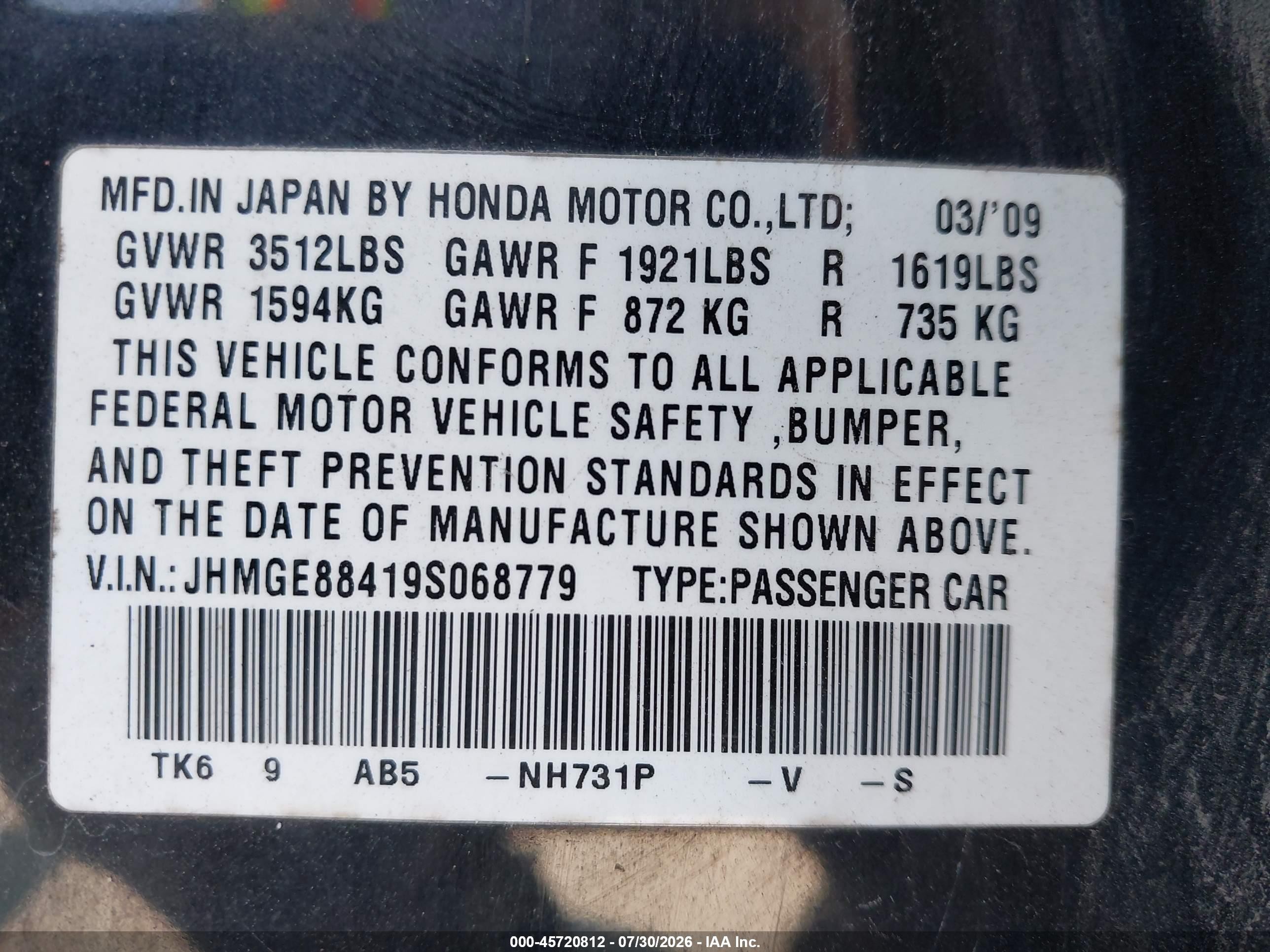 2009 Honda Fit Sport Черный vin: JHMGE88419S068779