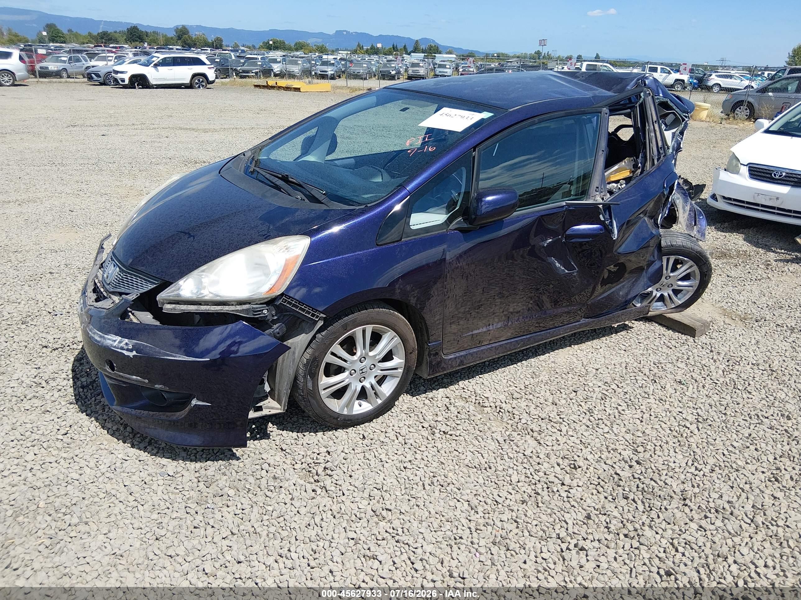 2009 Honda Fit Sport Blue vin: JHMGE88429S011233