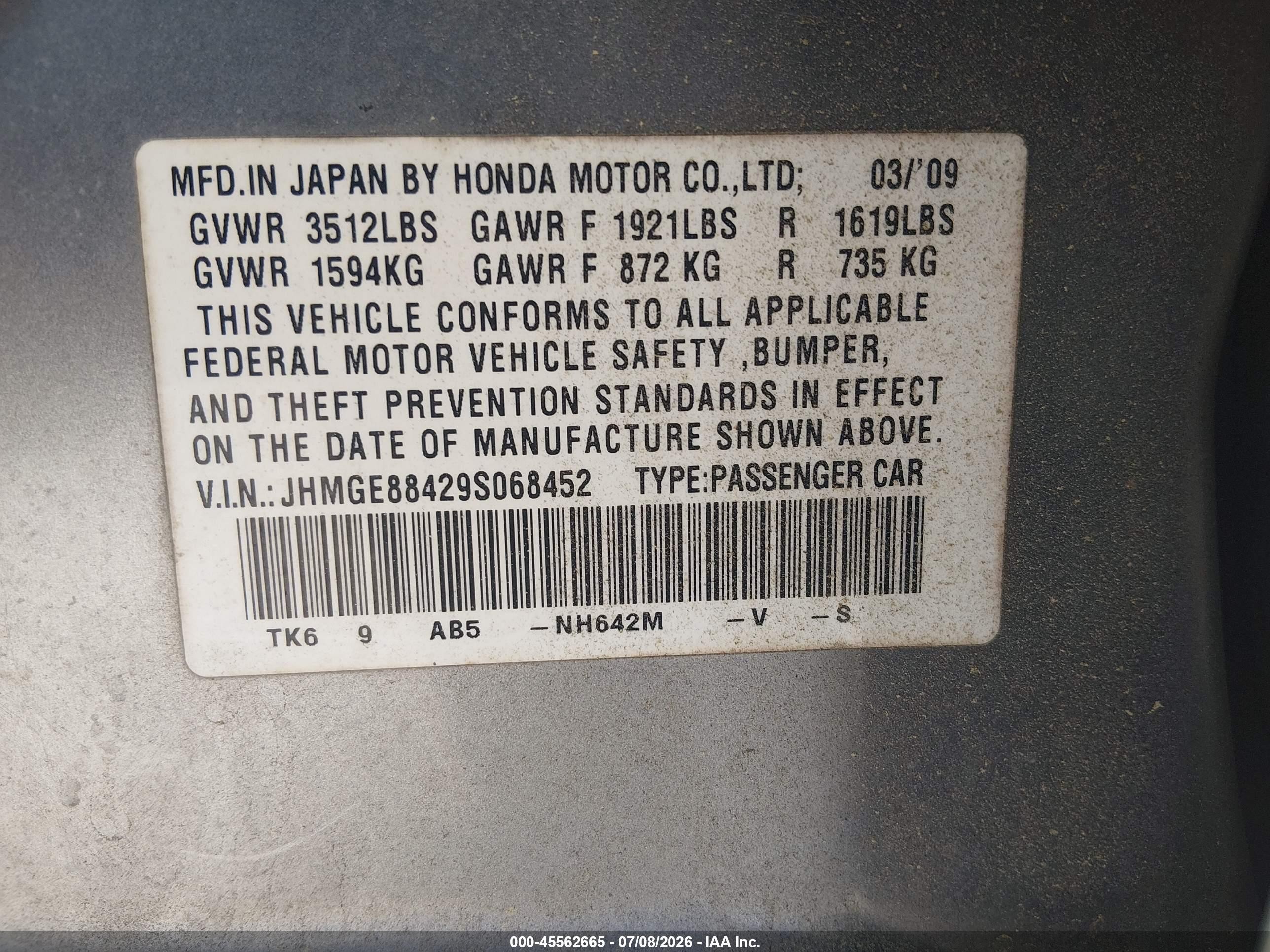 2009 Honda Fit Sport Silver vin: JHMGE88429S068452
