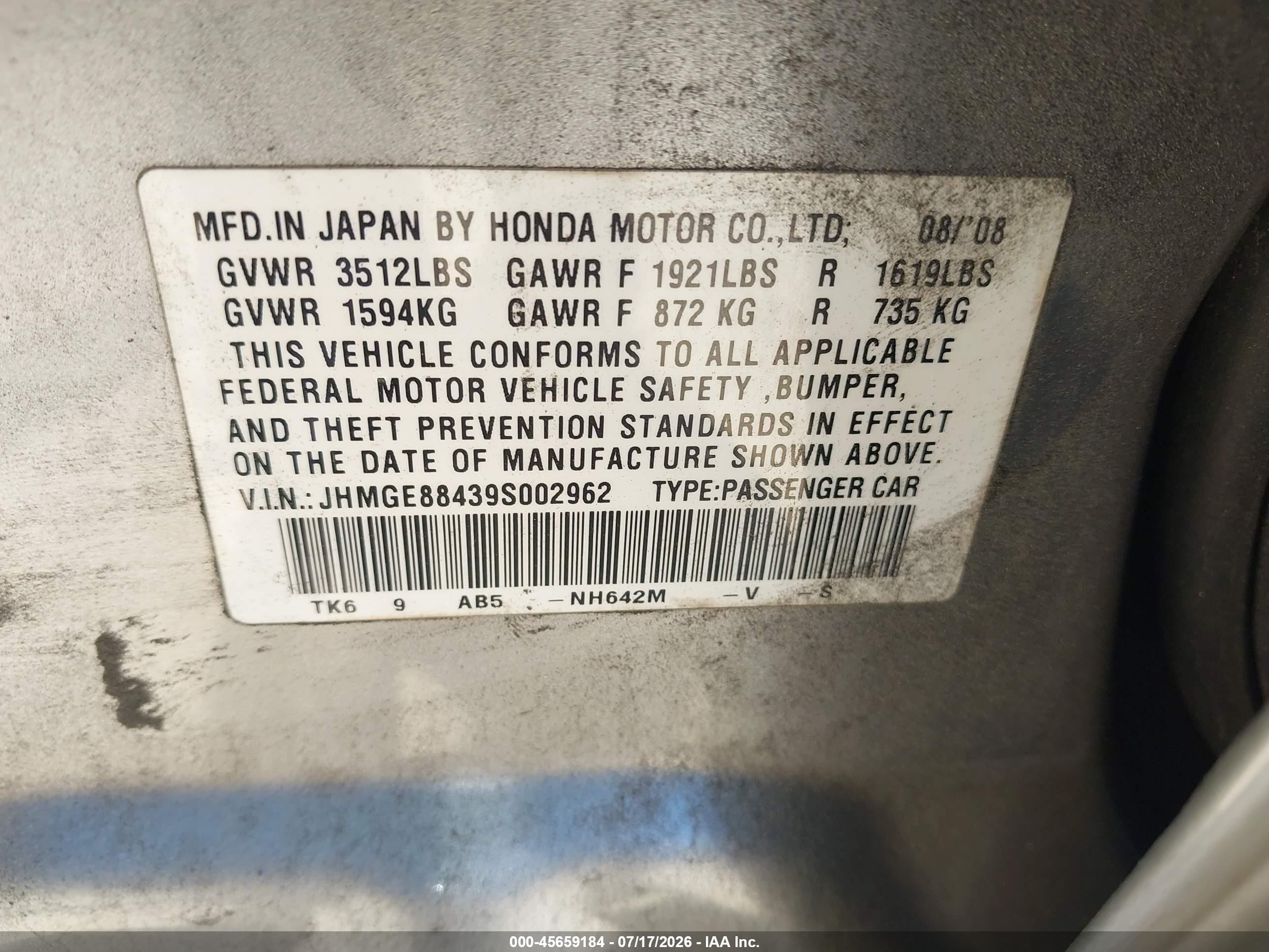 2009 Honda Fit Sport Silver vin: JHMGE88439S002962