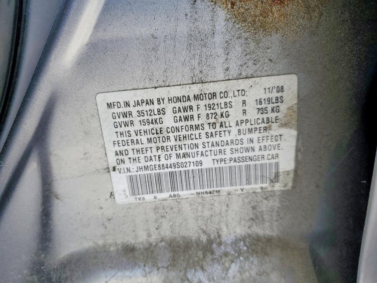 2009 Honda Fit Sport Silver vin: JHMGE88449S027109