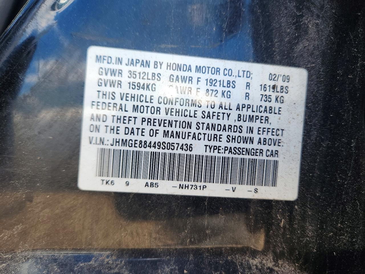 2009 Honda Fit Sport Черный vin: JHMGE88449S057436