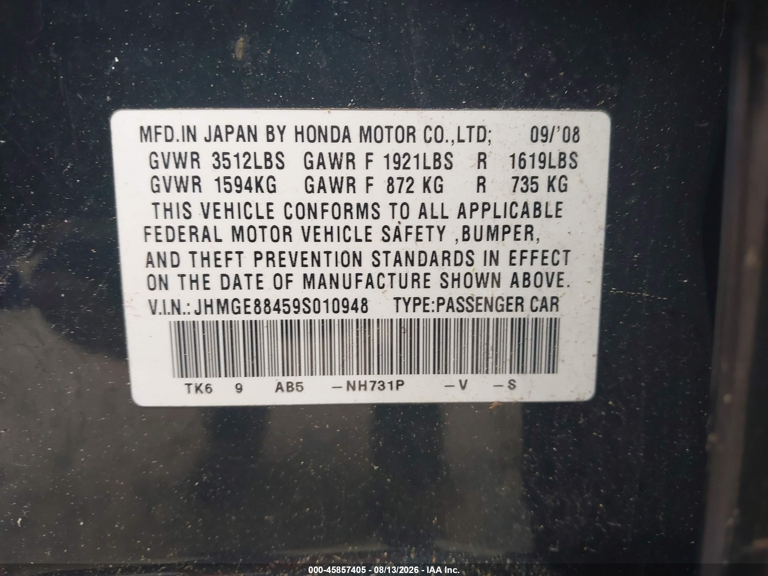 2009 Honda Fit Sport Black vin: JHMGE88459S010948