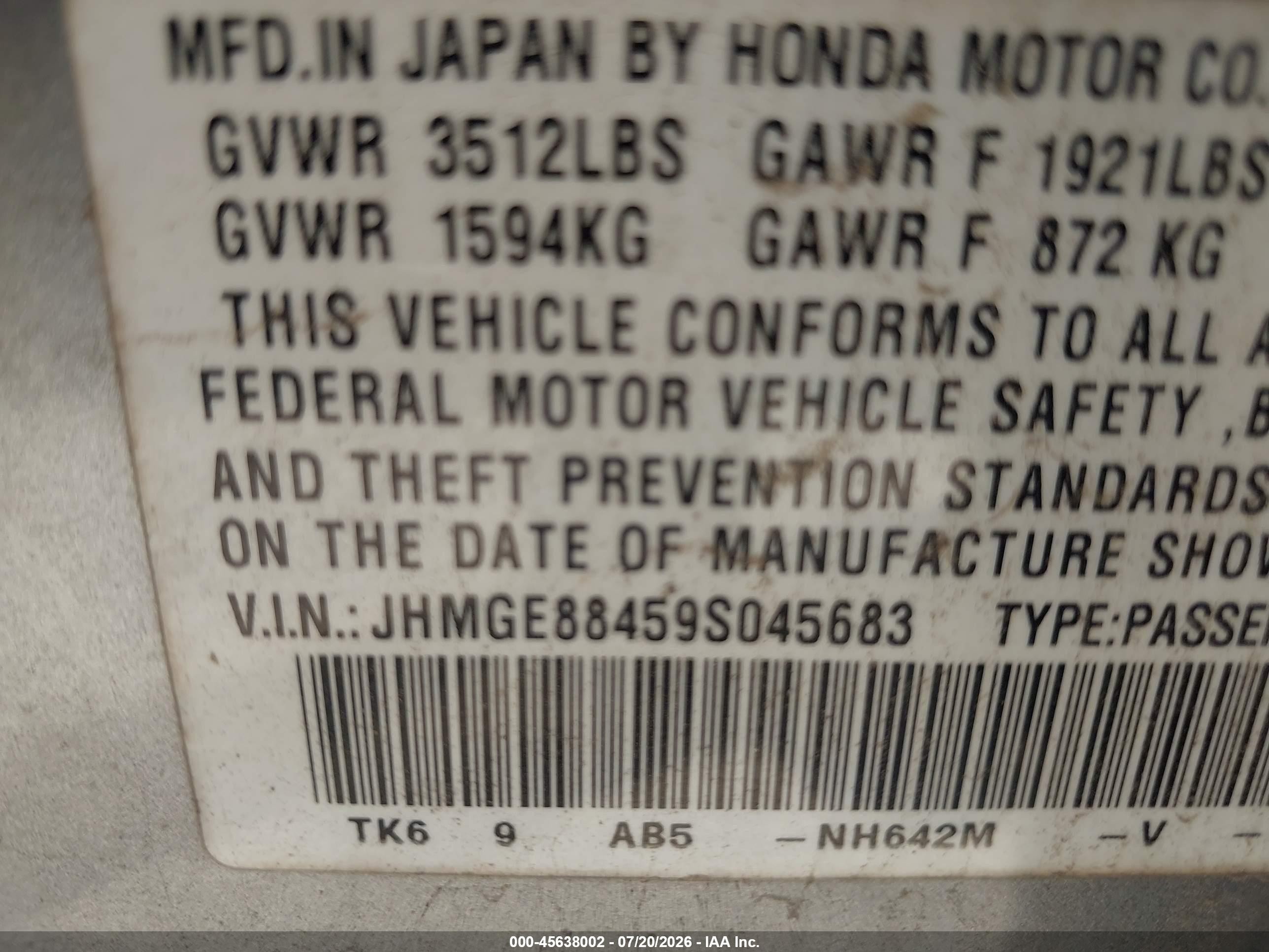 2009 Honda Fit Sport Gray vin: JHMGE88459S045683