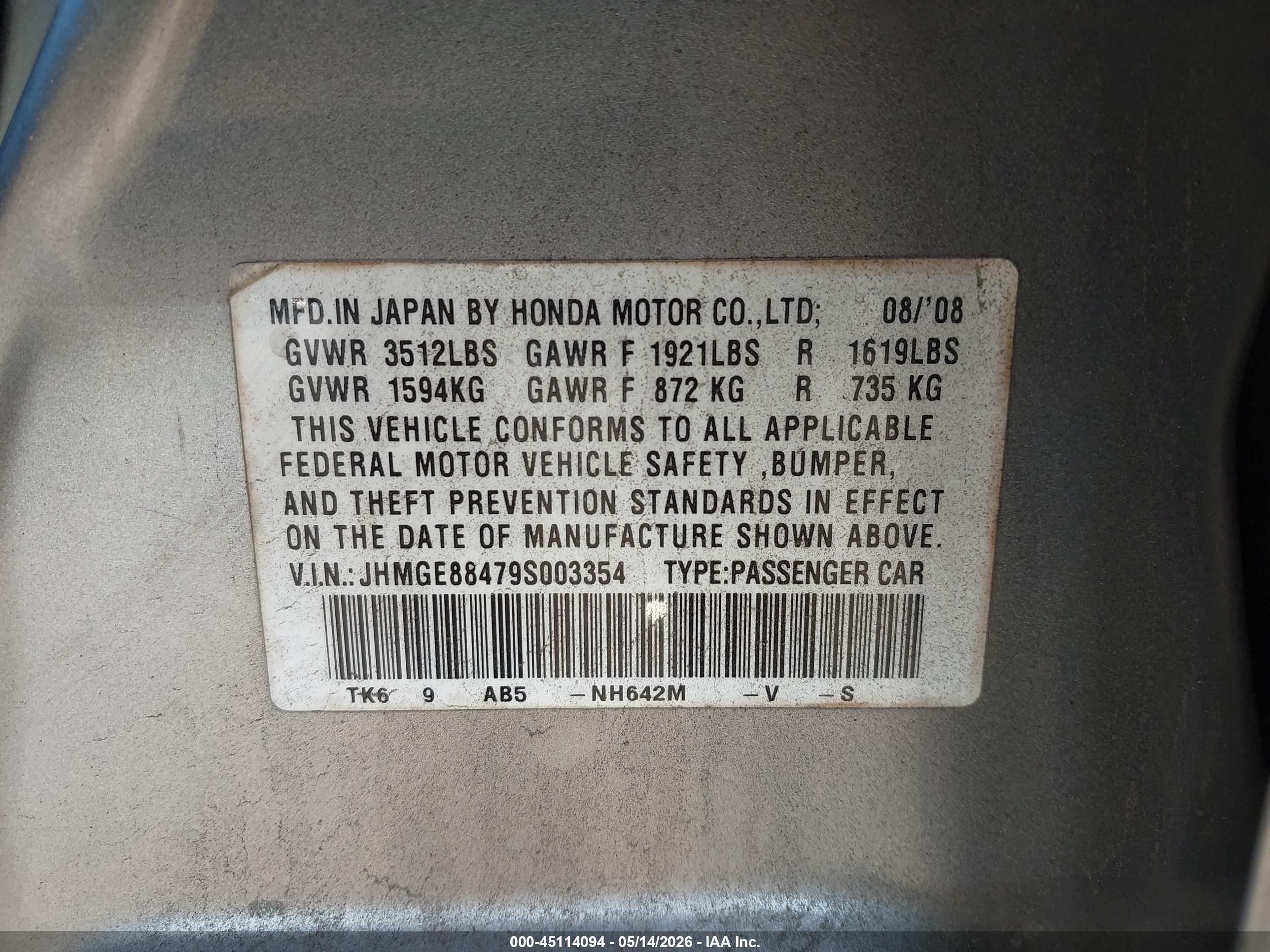 2009 Honda Fit Sport Серебряный vin: JHMGE88479S003354