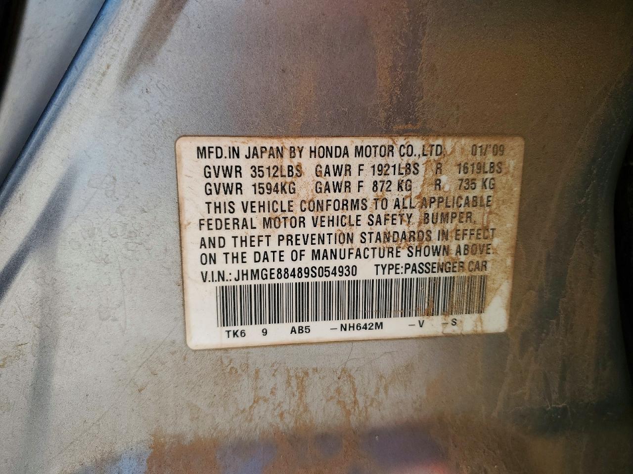 2009 Honda Fit Sport Серебряный vin: JHMGE88489S054930