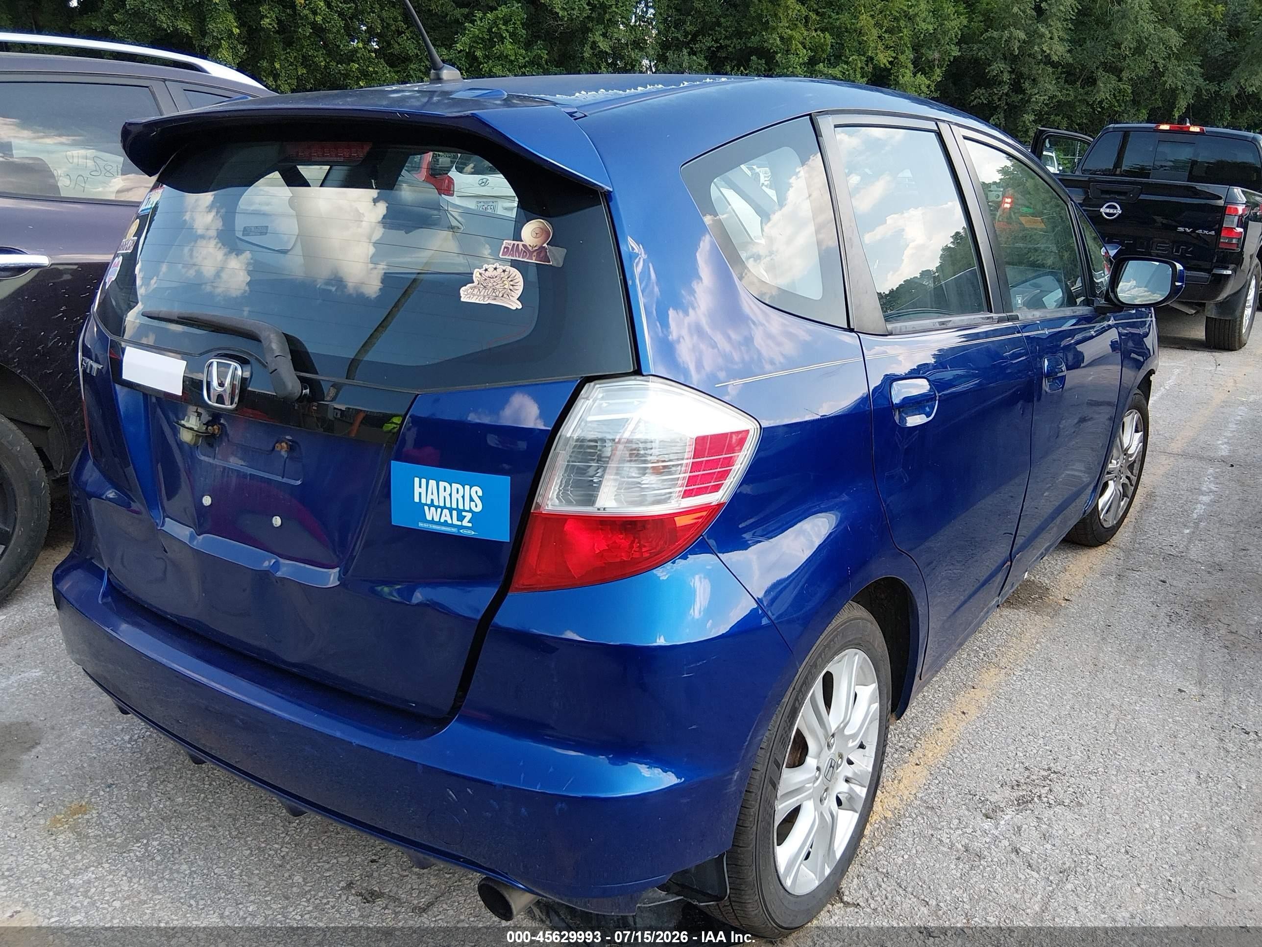 2009 Honda Fit Sport Blue vin: JHMGE88489S064227