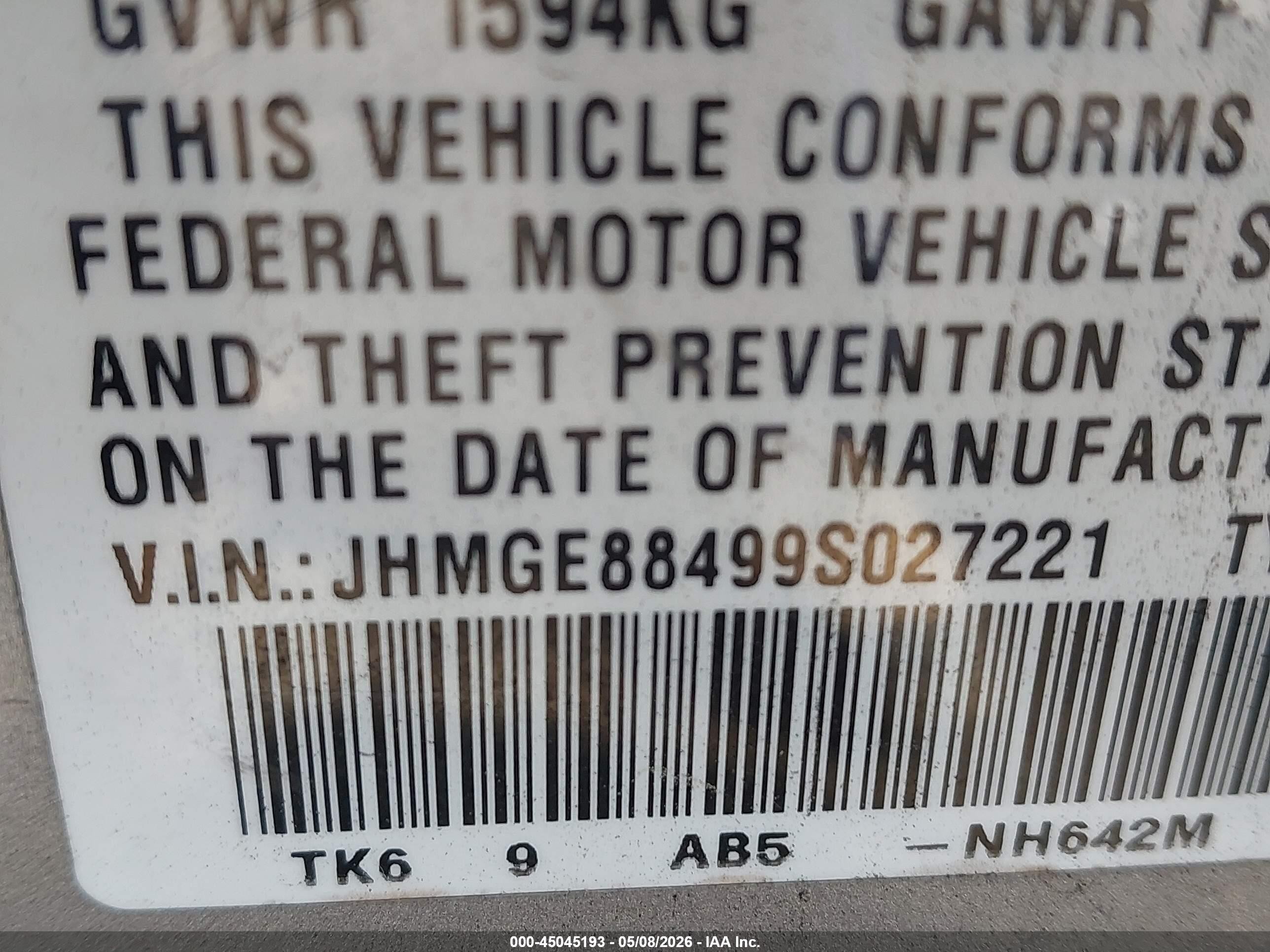 2009 Honda Fit Sport Silver vin: JHMGE88499S027221