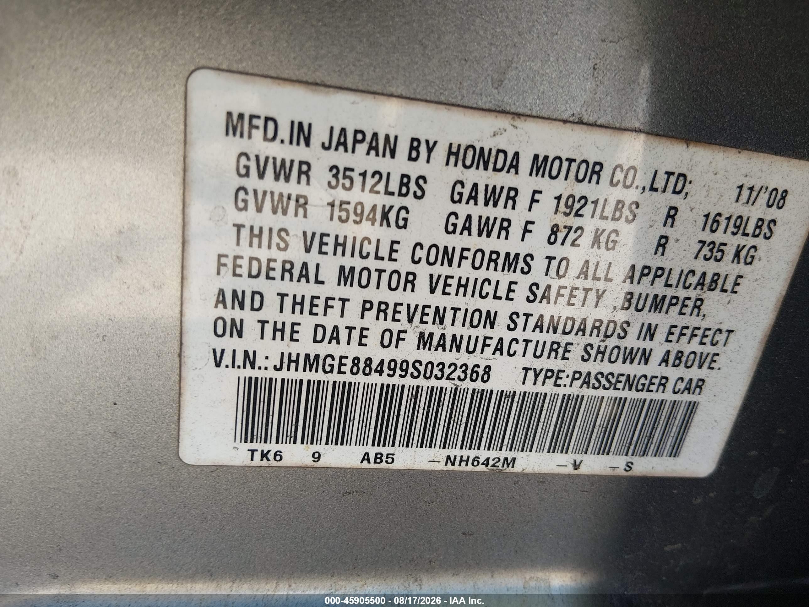 2009 Honda Fit Sport Silver vin: JHMGE88499S032368