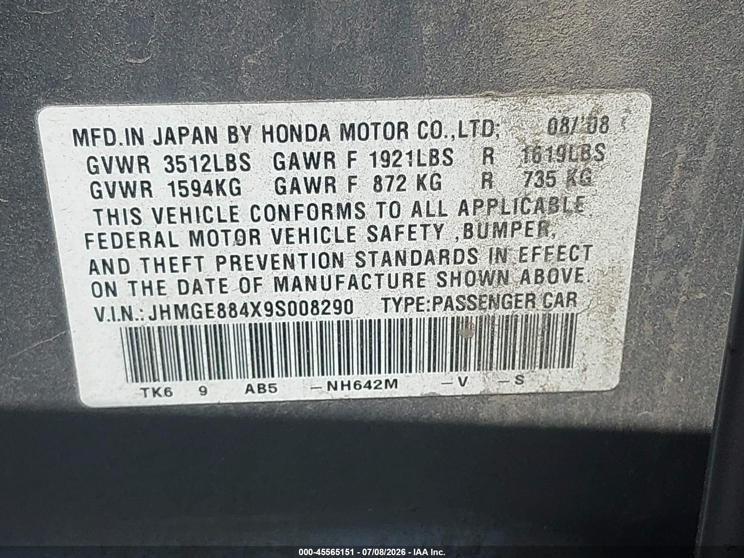 2009 Honda Fit Sport Silver vin: JHMGE884X9S008290