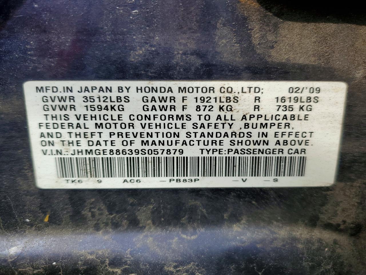 2009 Honda Fit Sport Purple vin: JHMGE88639S057879