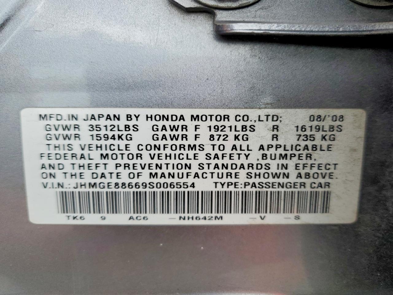 2009 Honda Fit Sport Silver vin: JHMGE88669S006554