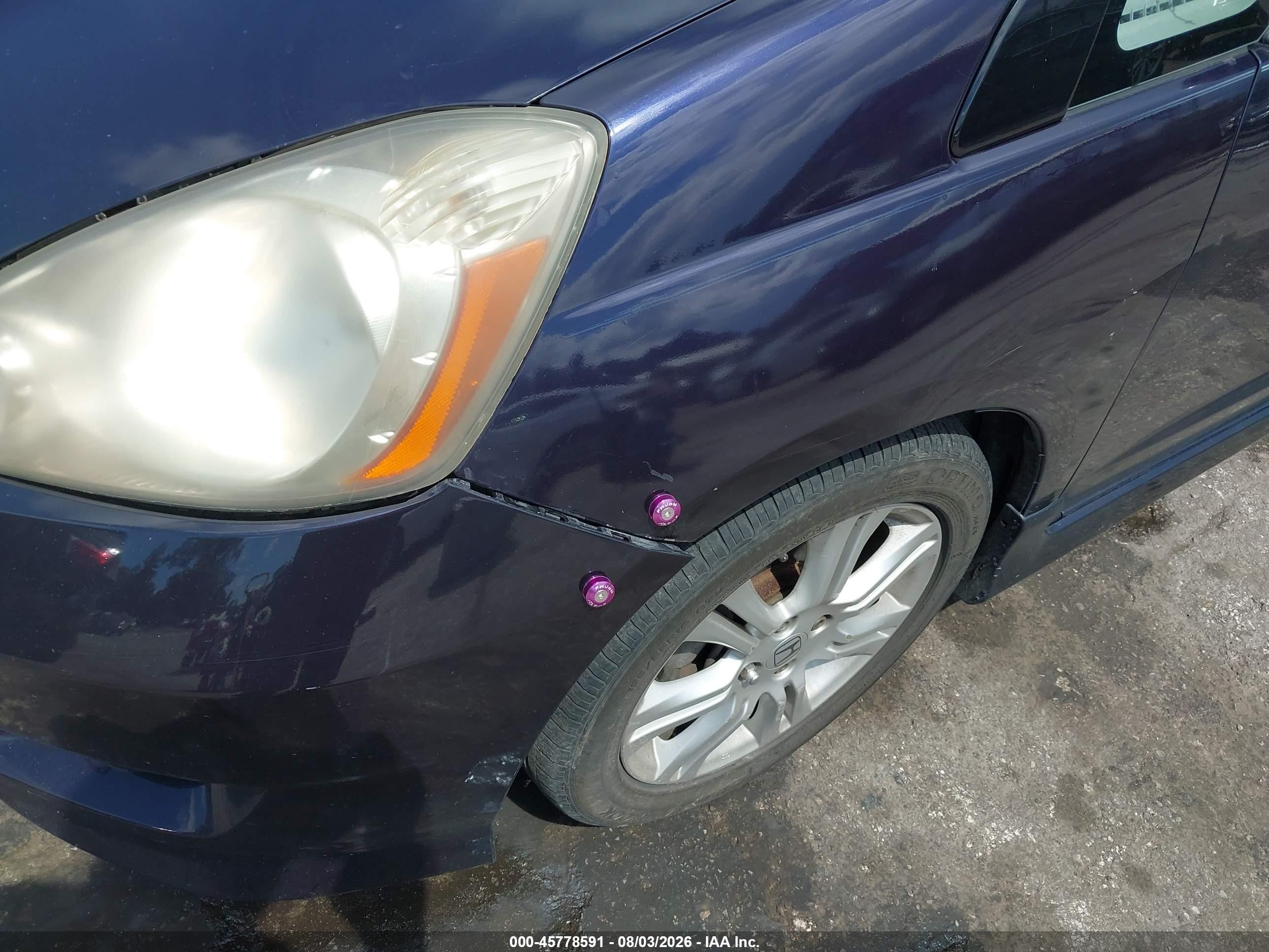 2009 Honda Fit Sport Purple vin: JHMGE88669S073638