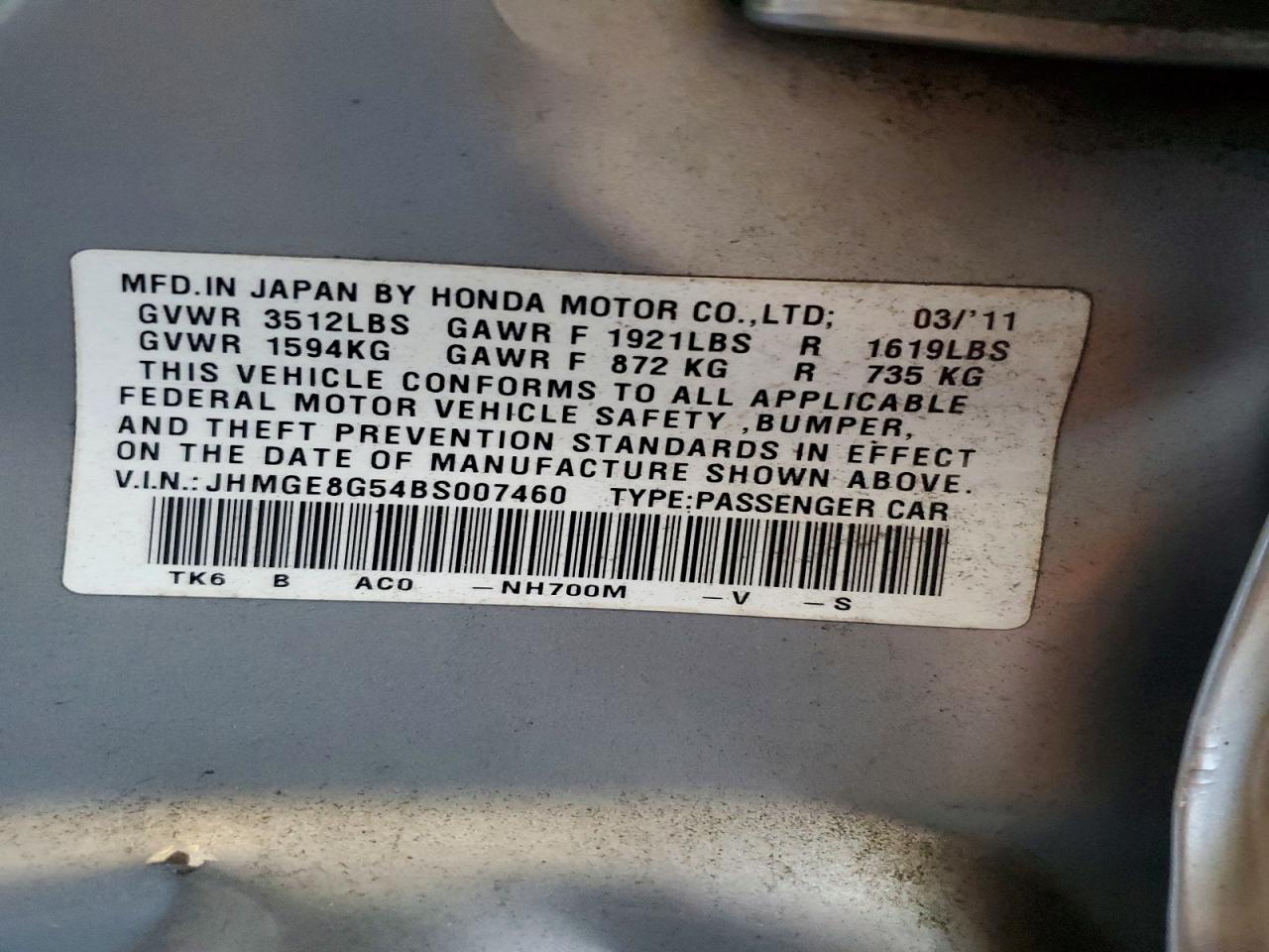 2011 Honda Fit Sport Серебряный vin: JHMGE8G54BS007460
