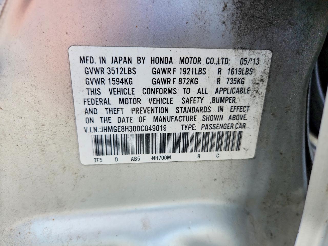 2013 Honda Fit Серебряный vin: JHMGE8H30DC049019