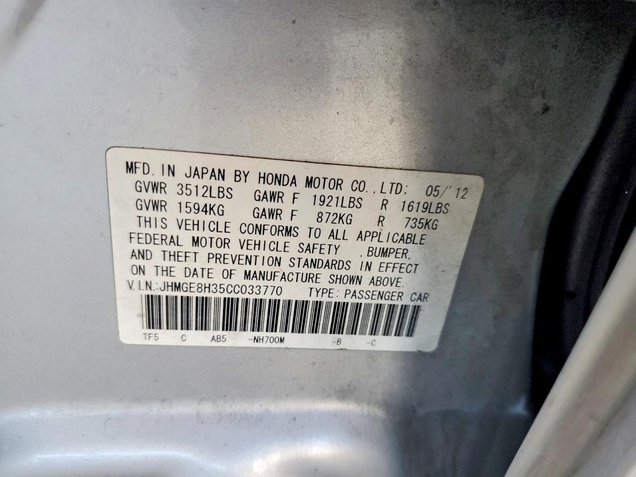 2012 Honda Fit Silver vin: JHMGE8H35CC033770