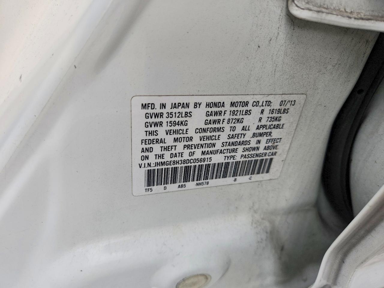 2013 Honda Fit Белый vin: JHMGE8H38DC056915