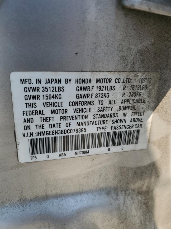 2013 Honda Fit Gray vin: JHMGE8H38DC078395