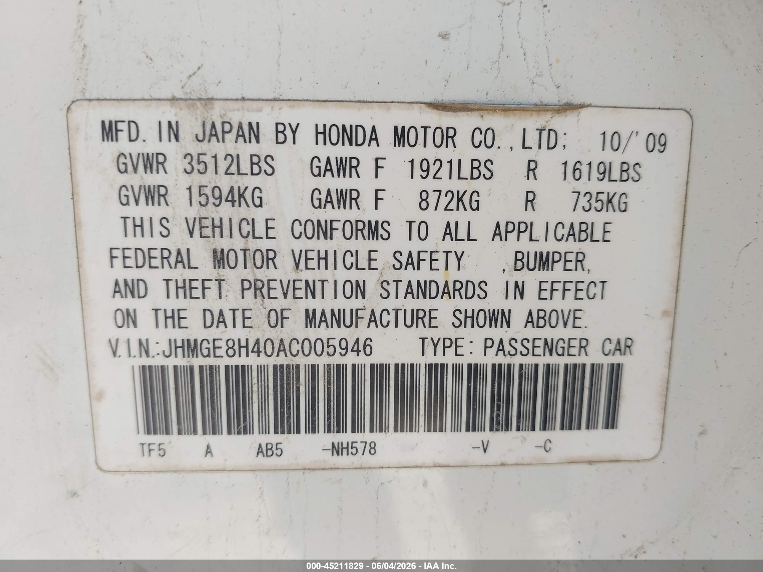 2010 Honda Fit Sport White vin: JHMGE8H40AC005946