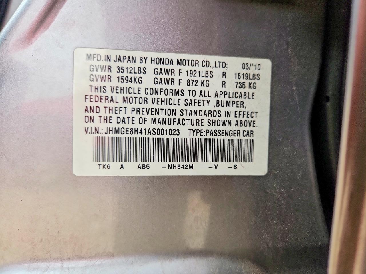 2010 Honda Fit Sport Silver vin: JHMGE8H41AS001023