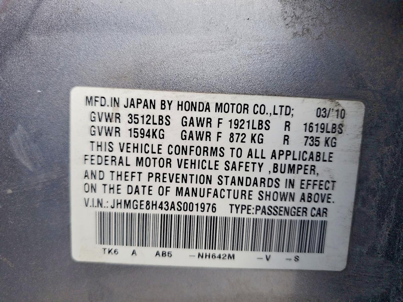 2010 Honda Fit Sport Серебряный vin: JHMGE8H43AS001976