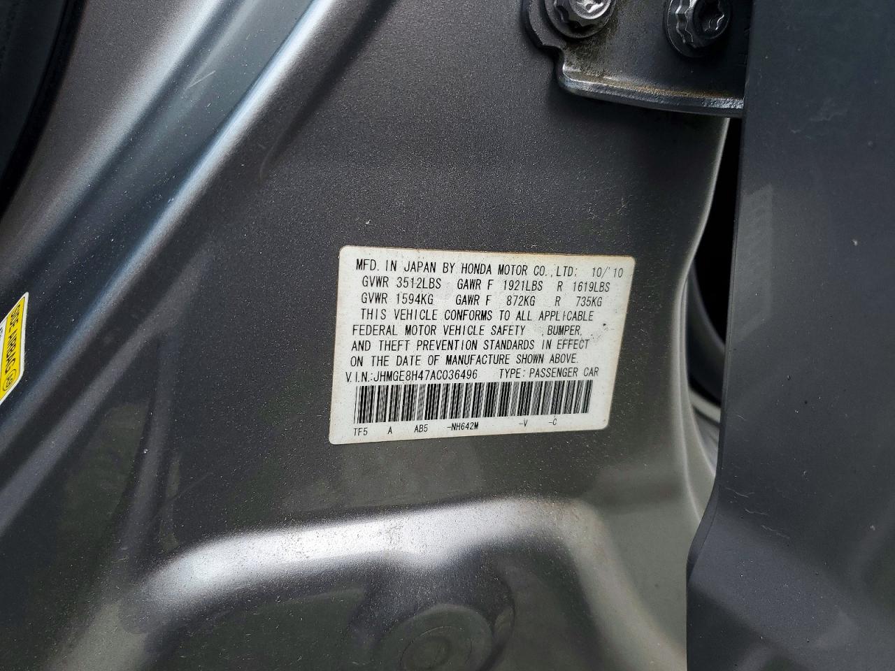 2010 Honda Fit Sport Silver vin: JHMGE8H47AC036496