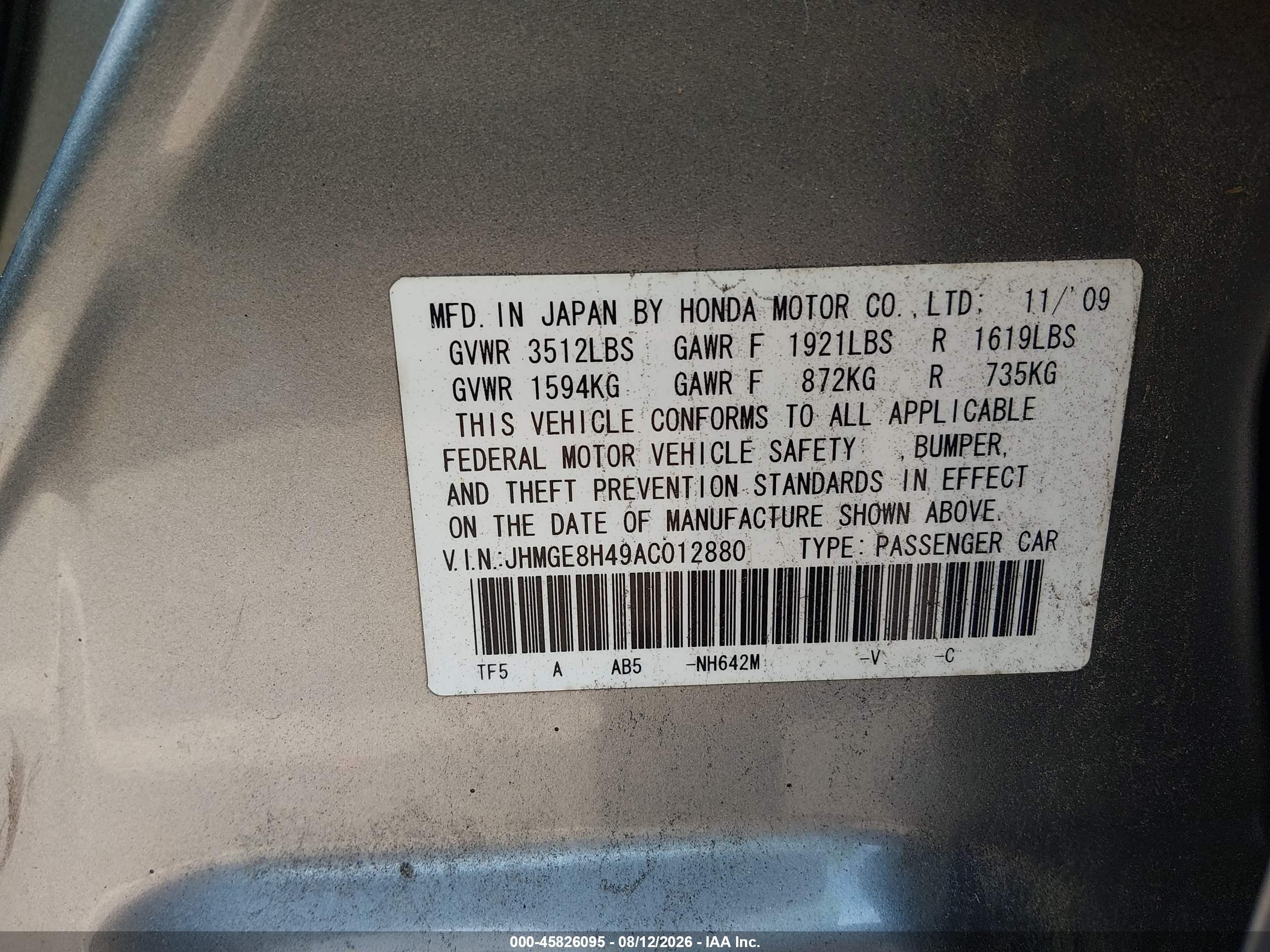 2010 Honda Fit Sport Серебряный vin: JHMGE8H49AC012880