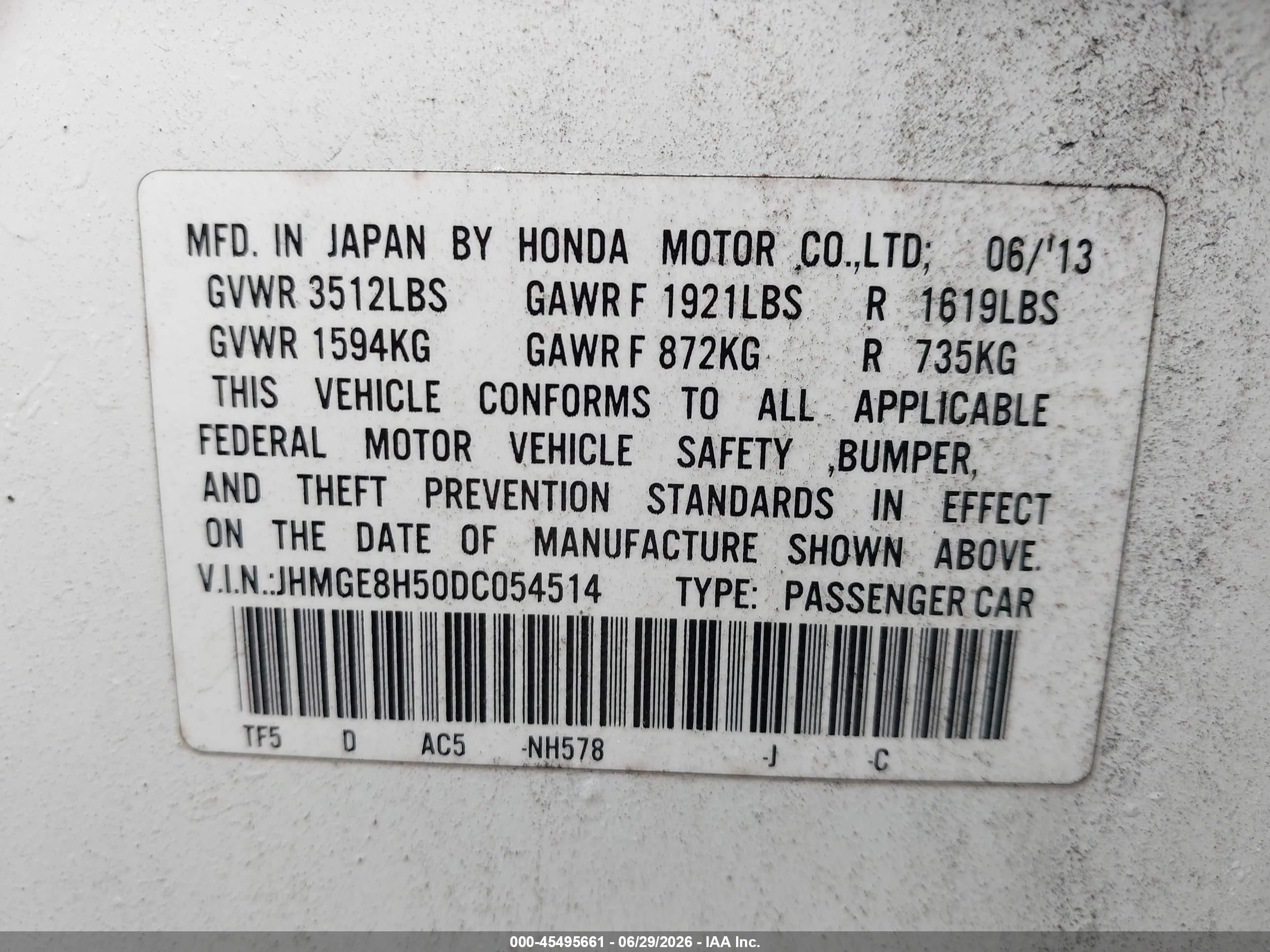 2013 Honda Fit Sport White vin: JHMGE8H50DC054514