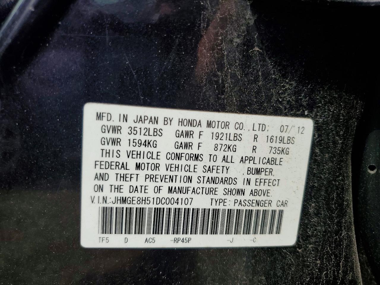 2013 Honda Fit Sport Purple vin: JHMGE8H51DC004107