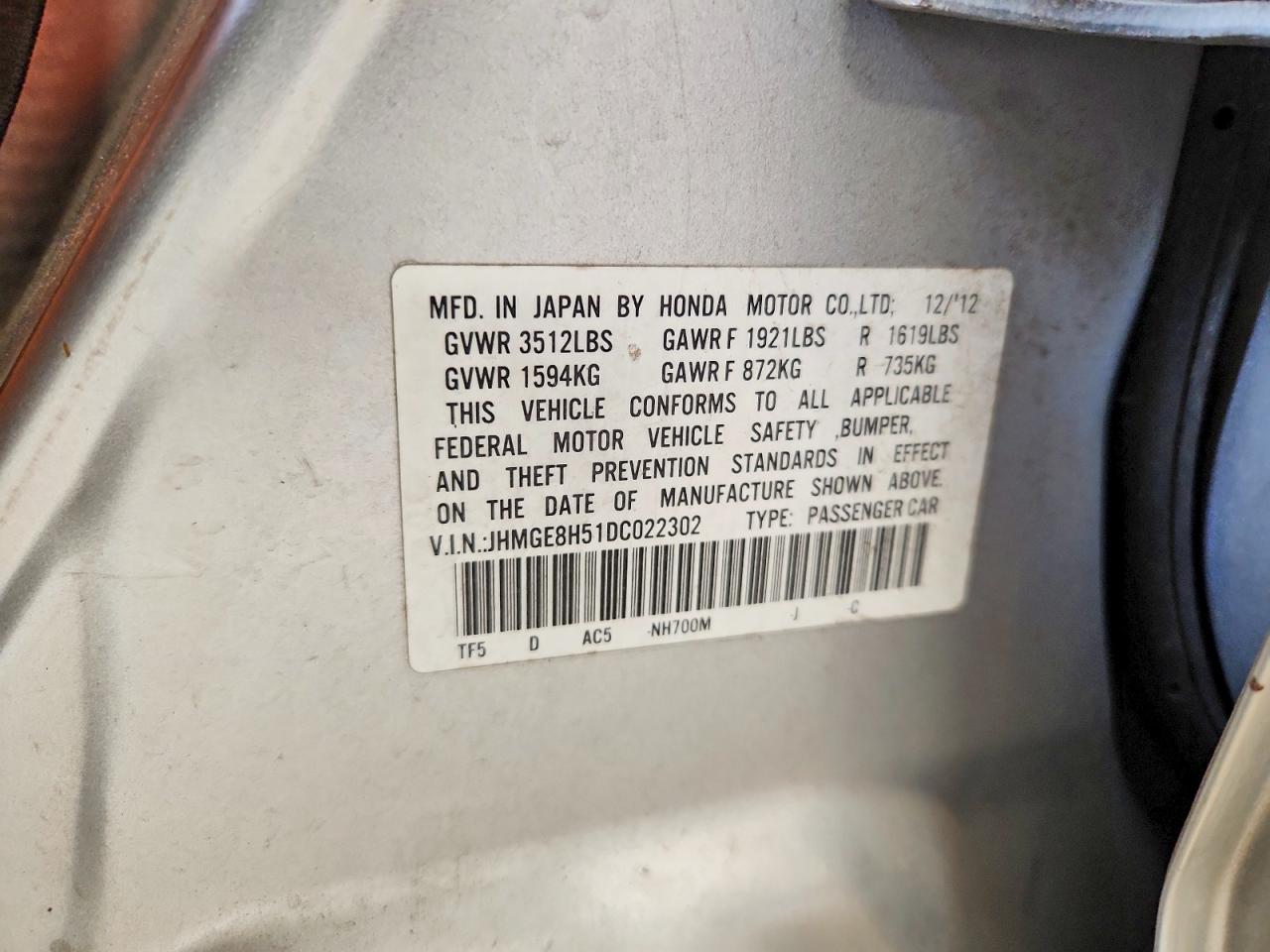 2013 Honda Fit Sport Silver vin: JHMGE8H51DC022302