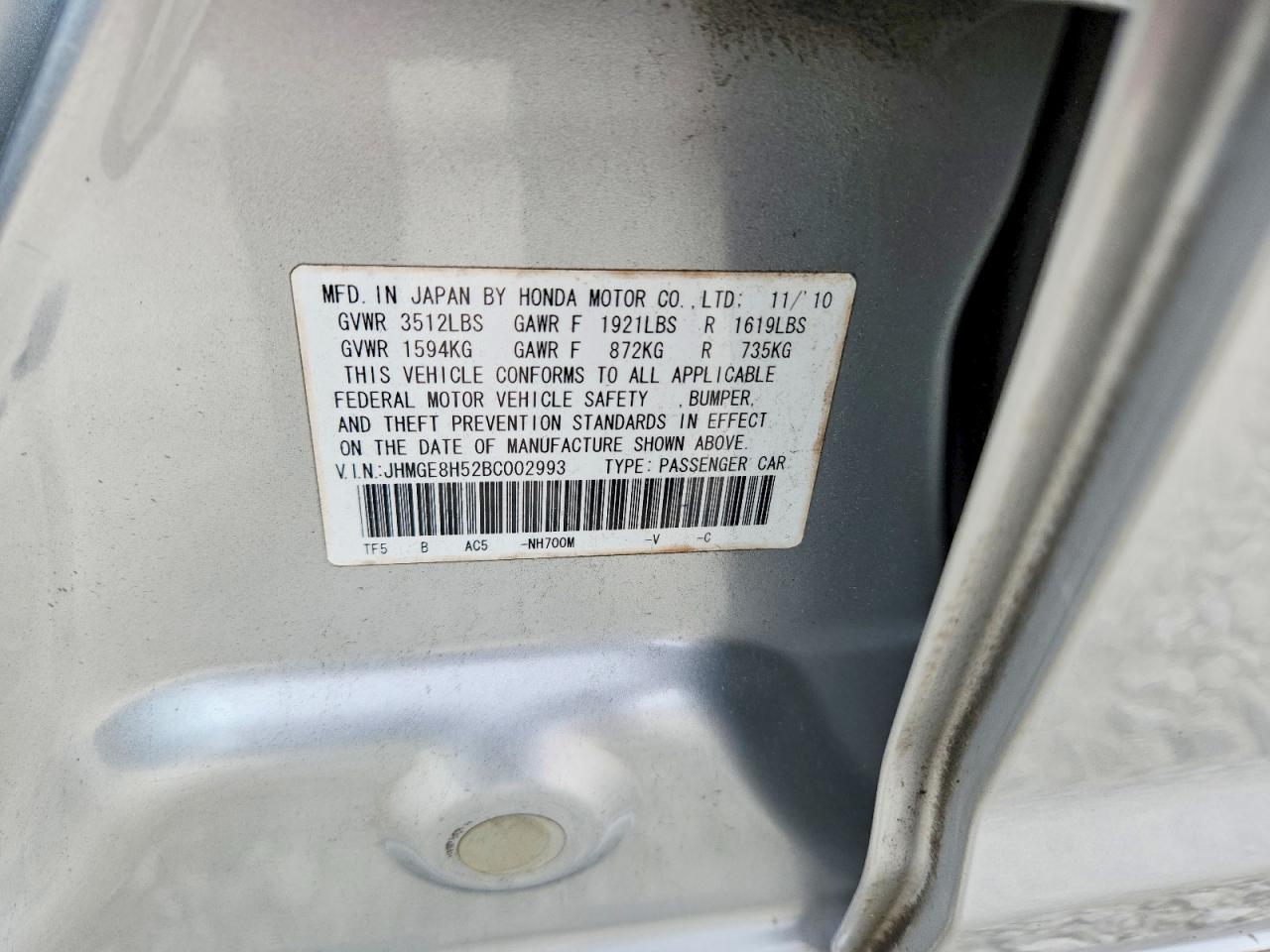 2011 Honda Fit Sport Silver vin: JHMGE8H52BC002993
