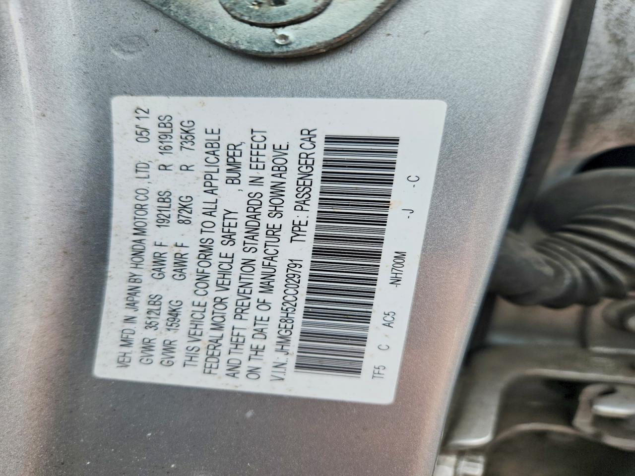 2012 Honda Fit Sport Серебряный vin: JHMGE8H52CC029791