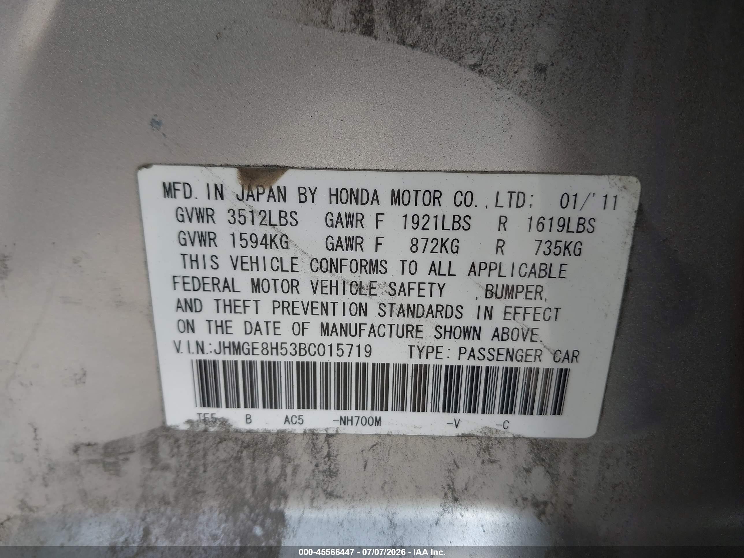 2011 Honda Fit Sport Silver vin: JHMGE8H53BC015719
