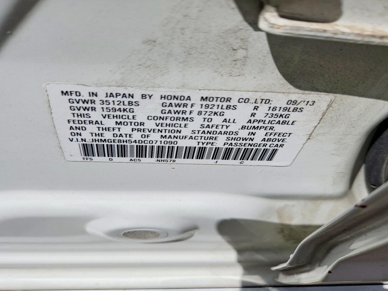 2013 Honda Fit Sport Белый vin: JHMGE8H54DC071090