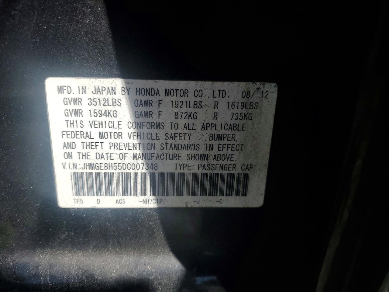2013 Honda Fit Sport Black vin: JHMGE8H55DC007348