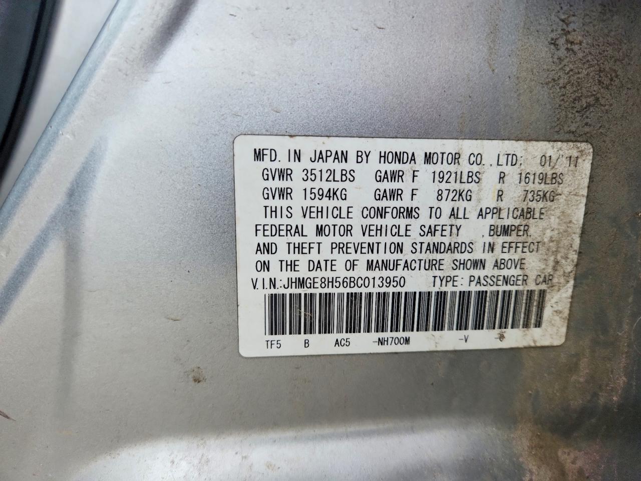 2011 Honda Fit Sport Silver vin: JHMGE8H56BC013950